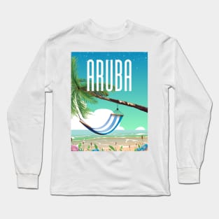 Aruba beach travel poster. Long Sleeve T-Shirt